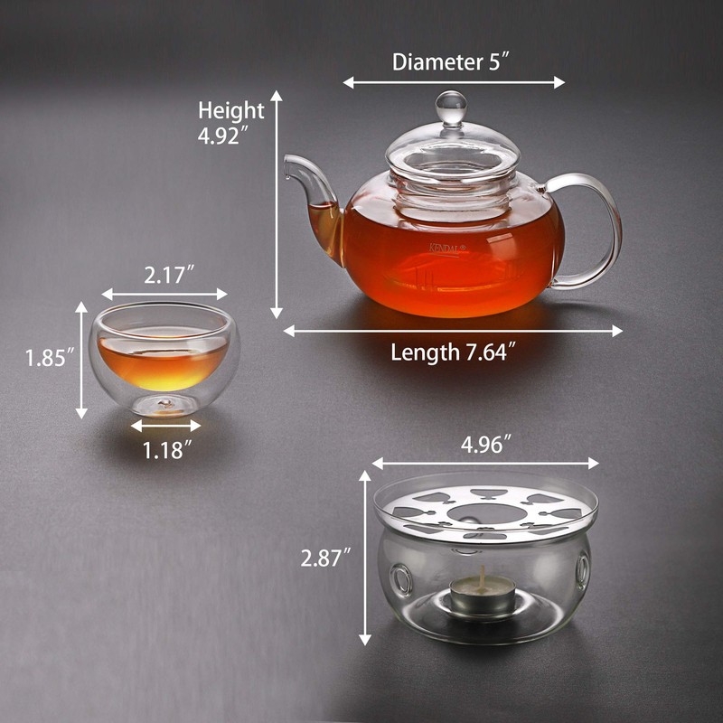27 oz Glass Teapot Set Stovetop Safe Tea Infuser Maker