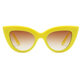 Freckles Mark Vintage Retro Cateye Sunglasses for Women Colorful Cat Eye Glasses UV400 Protection (Yellow)