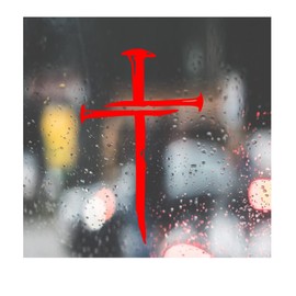 HSC Design Custom Decal Car for Cross of Nails, Christian for Car, Truck, Funny, Tumbler, Window, Motorcycle, Helmet, Bumper, Decal for Laptop, Phone, Home Decoration / 5 in x 3 in/RED