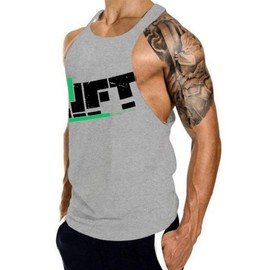 Men's Gym Bodybuilding Stringer Tank Top Workout Muscle Cut Shirt Fitness Sleeveless Vest (Gray, XX-Large)