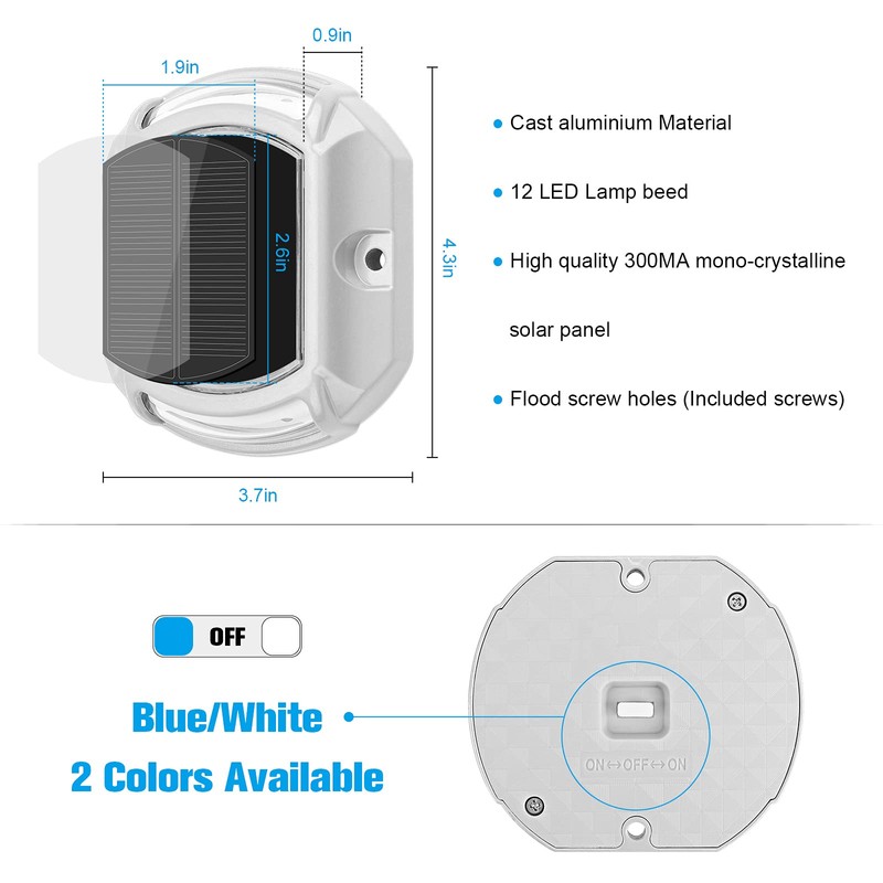 VOLISUN Solar Driveway Lights 4-Pack, 2 Colors in 1, LED
