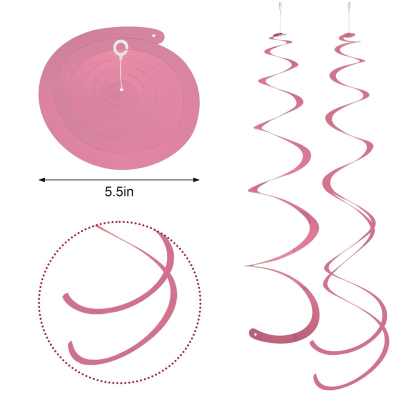 Pink Ceiling Swirl Foil Decorations Hanging Plastic Streamer Themed Swirl