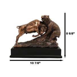 Ebros Wall Street Charging Bull Goring Bear Bronze Electroplated Figurine