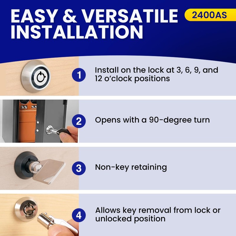 FJM Security MEI-2400AS-KA Tubular Cam Lock for Smart Home, Cabinet