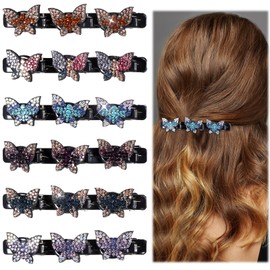 Hpmjz 6 Pcs Sparkling Crystal Stone Braided Hair Clips Shiny Duckbill Clips Eye-catching Hairpin Rhinestone Hair Accessories for Women Girls Styling Sectioning Wedding Party Christmas