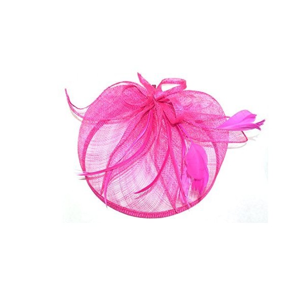 4603 Large Geschleift Hessian Hutschmuck Fascinator Pink Navy Teal Wedding Ladies Day Races - pink
