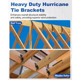 Mixiflor 50 Pcs Hurricane Straps Brackets, 18-Gauge(1.3mm) Thick Strong Tie Brackets Black Powder-Coated, Heavy Duty Hurricane Straps Joist Hanger with Screws Trusses/Rafters Ties for Wood
