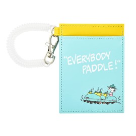 Snoopy 0124 Women's Pass Case, Commuter Pass Case, Card Case, Synthetic Leather, 2 Pieces, Storage with Coil Chain, Simple, Thin, Compact, green (SPZ-3092)