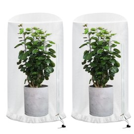 FCIHROSITCE Plant Covers Freeze Protection 47.2" x 70.9" Frost Covers with Zipper Drawstring Frost Cloth Plant Freeze Protection for Winter Outdoor Plants(2 Packs)