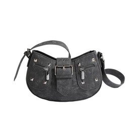 NICOLE & DORIS Small Crossbody Bag for Women Vintage Shoulder Bags PU Leather Satchel Bag Handbags Studded Messenger Bag Phone Bags Side Bags Grey
