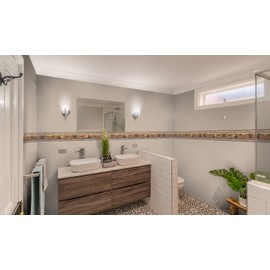 CONCORD WALLCOVERINGS ™ Wallpaper Border Vintage Pattern Village Harbour Trees for Cottage Farmhouse Living Room, Blue Green Brown, 15 Feet by 8 Inches AAI08103B