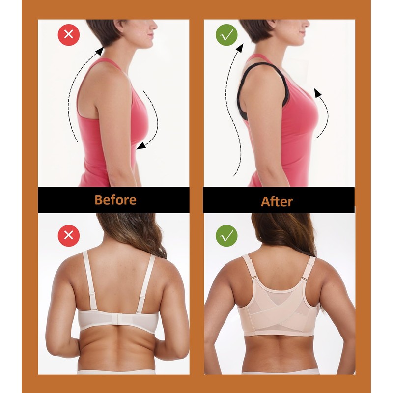 HACI Front Closure Posture Everyday Bra for Women Full Coverage