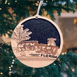 Key West Ornament Wooden Souvenir Christmas Tree Decoration with City of Keywest Florida Gift