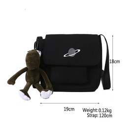 Cross-body Bag With A Frog Planet Patterns Tote/Shoulder Bag Holiday Schooling Shopping Bag with Adjustable Strap Eco-friendly Frog Bag Gift for Animal Lover