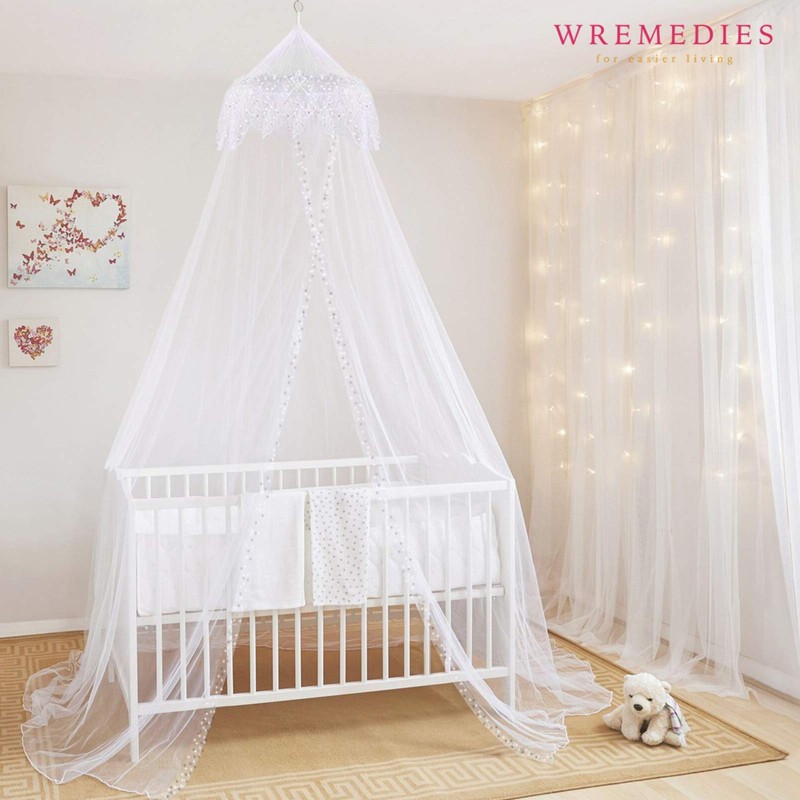 Princess Bed Canopy - Beautiful Silver Sequined Childrens Bed Canopy