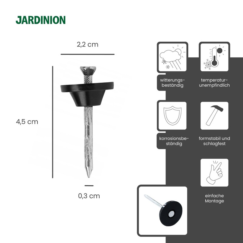 Jardinion Noppenbahn Nails, Sealing Nail with Mounting Button, Pack of