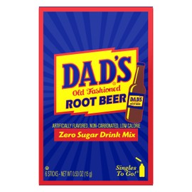 SINGLES TO GO! Dad's Old Fashioned Root Beer - Sugar Free Powdered Drink Mix - 6 Boxes with 6 Sticks Per Box - 36 Total Packets - Low Calorie - 0.53 Ounce (Pack of 6)