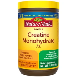 Nature Made Creatine Monohydrate Powder 5 g per Serving, Unflavored Drink Mix Powder, Muscle Support, 450 g, 90 Day Supply