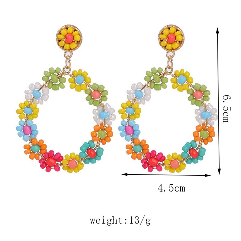 Boho Beaded Hoop Earrings for Women Trendy Boho Jewelry,Bohemian Flower