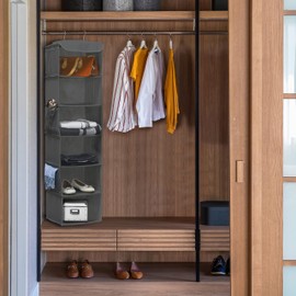 SimpleHouseware Hanging Closet Organizers Storage, 6 Shelves, Dark Grey