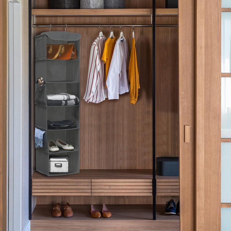 SimpleHouseware Hanging Closet Organizers Storage, 6 Shelves, Dark Grey