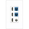 RiteAV 3 HDMI Wall Plate 2 Cat6 1 Coax - 1 Gang [Screwless White]
