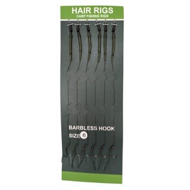 BARBED 6x Ready Tied Hair Rig QC Swivel Anti-Tangle Curved Shank Braided Thread Line with Boilie Bait Stops Size 4, Size 6 or Size 8 (Size 6)