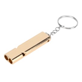 Emergency Whistle, Lifeguard Safety Whistle with Keychain, Double Tube Survival Whistles, Stainless Steel Sports Whistles, Loudest Whistles for Camping Hiking Hunting (10 Pcs) (Gold)