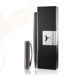 Hörner Fortress I High-Quality Rollerball Pen I Premium Gift Box I Ink Colour Blue 0.7 I Interchangeable Refill I Line Width M I Made of Metal I Ergonomic Elegant Design