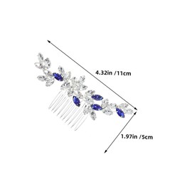 Healeved Blue Rhinestone Bridal Hair Comb Elegant Crystal Wedding Hairpin for Brides Bridesmaids Side Back Styling Prom Anniversary Accessory