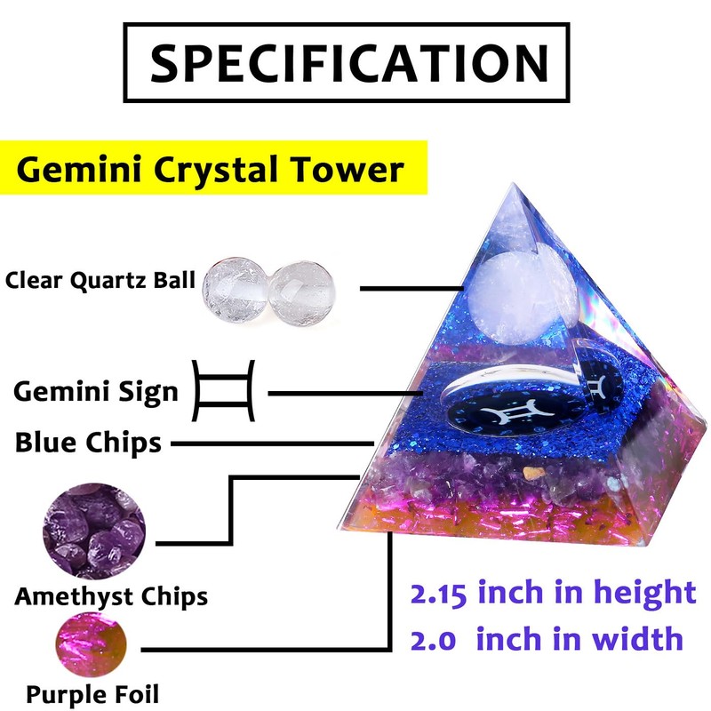 XIANNVXI Large Crystals Gemini Pyramid Gemstones Pyramids Zodiac Sign Crystal