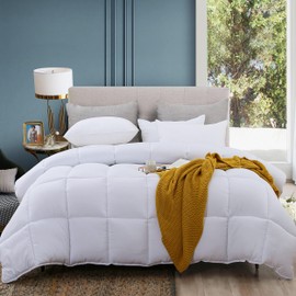 ABOUTABED Oversized King Comforter Duvet Insert White, All Season Down Alternative Comforter, Ultra Soft Quilted Bedding Comforter with 8 Corner Tabs, Machine Washable