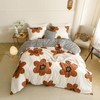 CLOTHKNOW Sunflower California King Comforter Set 3Pcs Brown White Bedding