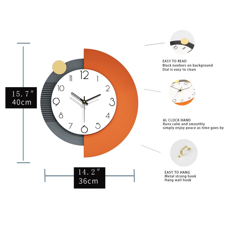 FLEBLE Modern Wall Clocks for Living Room Decor Large Decorative