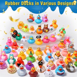 60 Pack Rubber Ducks in Bulk, Rubber Duck for Jeeps Ducking - 2.6 Inch Bulk Mini Floater Duckies for Kids Toddler Summer Pool - Baby Bath Toy Assortment - Party Favors, Birthdays Gifts, Bath Time