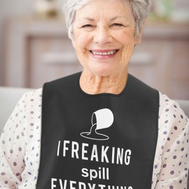 iplusmile Adult Bibs for Eating - Waterproof and Reusable Washable Clothing Protectors for Elderly, Seniors and Disabled