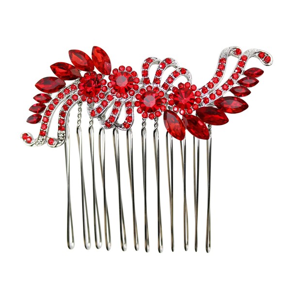 Faship Red Crystal Hair Comb