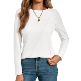 Yousify Womens Long Sleeve Nursing Shirts Zipper Maternity Breastfeeding Tunic Tops Seam Pregnancy Clothes White
