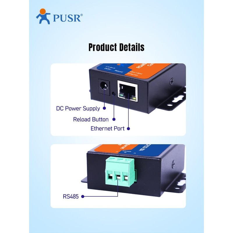 PUSR TCP232-304 RS485 to TCP/IP Converter Serial Device Server Support