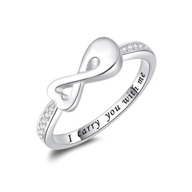 Fookduoduo Infinity Cremation Ring for Ashes - 925 Sterling Silver Cremation Urn Jewelry I Carry You with me Memorial Keepsake Locket Rings for Human