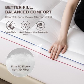 Bedsure Queen Mattress Topper, 900GSM Thick Soft Pillow Top Mattress Topper with Deep Pocket up to 6-21 Inches, Quilted Fitted Breathable Bed Pad Cover for Home, Bedroom, Hotel, White
