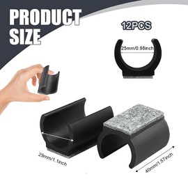 Pack of 12 Felt Pads for Chairs, Felt Gliders for Swing Chairs, 25 mm, Chair Gliders Cantilever with Felt, for Protect Tile Floors, Wooden Floors, Black