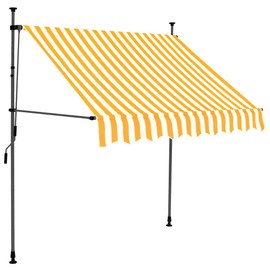 Strawberry Fairy Manual Retractable Awning with LED Lighting, 78.7" Width, Water and Dirt Repellent, Adjustable Installation Height, White and Orange