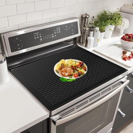 AOSMAN Stove Top Covers for Electric Stove - 28" x 20" Electric Stove Top Cover, Stove Covers for Electric Stove Top, Glass Stove Top Cover, Silicone Mats for Kitchen Counter, Black