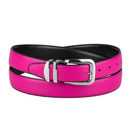 Concitor Reversible Wide Belt HOT PINK Black Bonded Leather Silver-Tone Bckle 46
