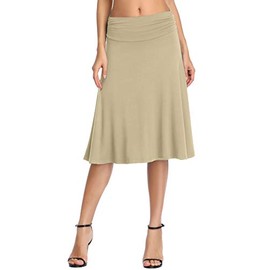Urban CoCo Women's Ruched Waist Stretchy Flared Yoga Skirt (L, Camel)