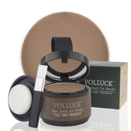 VOLLUCK Root Powder, Long-Lasting Hairline Powder for Women and Men, Waterproof Hair Powder, Root, Hairline, Concealing for Thin Spots, Bald Spots, Grey Hair Covering, 4 g (Brown)