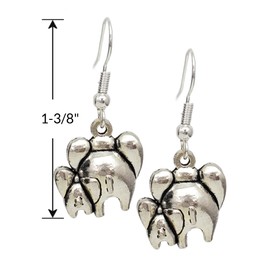 Elephant Mother and Baby New Family Silver Tone Handmade Dangle Earrings