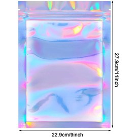 100 Pieces Mylar Ziplock Bags， Resealable Smell Proof Bags Foil Pouch Bag Flat Ziplock Bag for Party Favor Food Storage -Holographic Color 6 x 10 cm