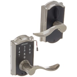 Schlage Lock Company FE695CAM619ACC Camelot Electronic Leverset, Satin Nickel